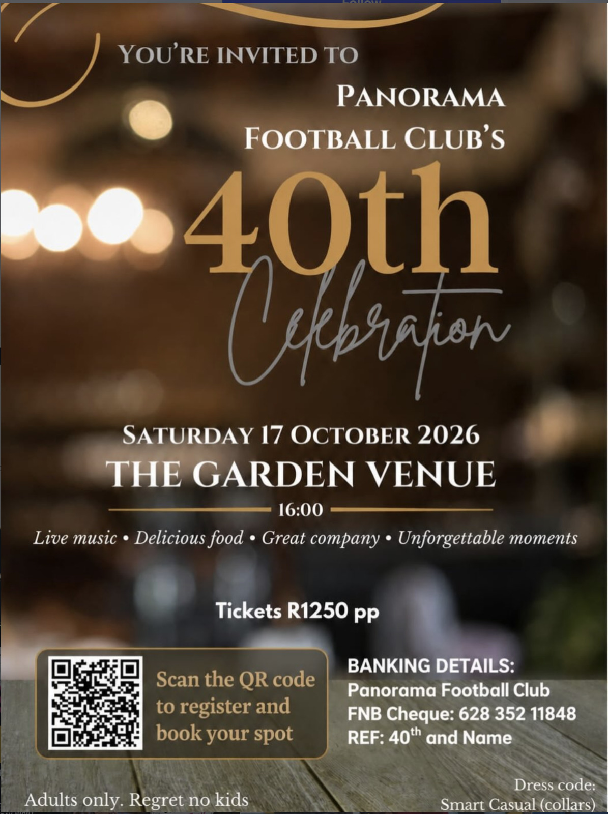 Panorama FC 40th Celebration invitation